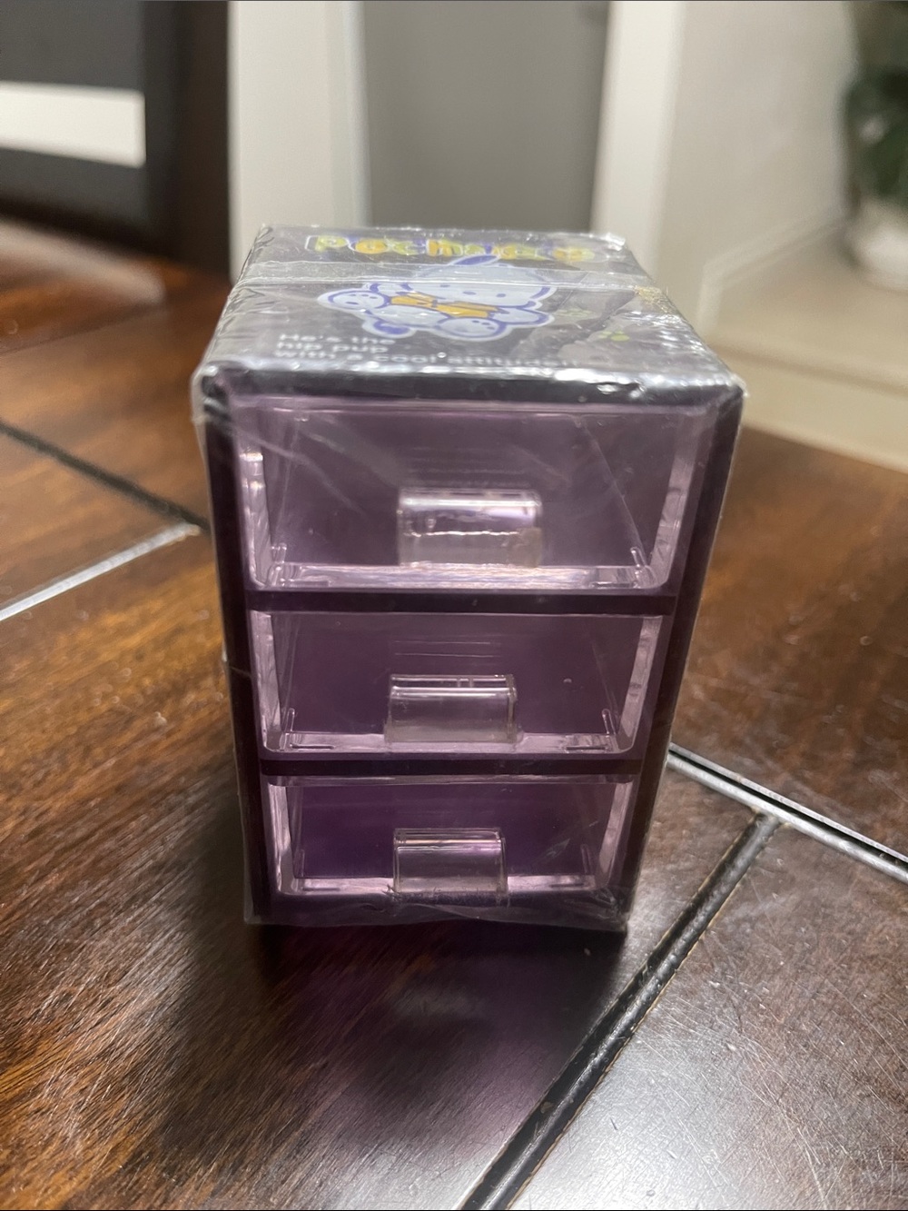 vintage 1996 Sanrio Pochacco 
3-tier purple plastic tabletop drawer